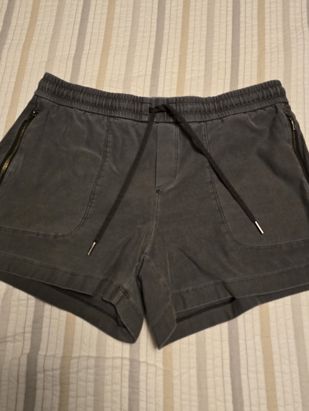 Athleta Charcoal Elastic Waist Zip-Pocket Athletic Shorts